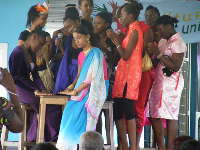 Ethnic Clothing on Students Garbed In Ethnic Wear Reflecting Guyana S Diversity