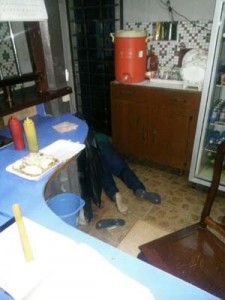 The body of Debbie Blackman on the floor of the restaurant 