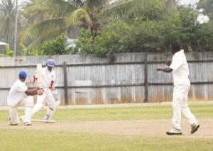 Tavin Imlach is bowled by Akeenie Adams for 22 at Enmore