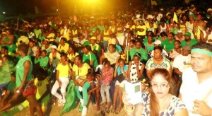 A section of the gathering at the Golden Grove rally on Saturday.