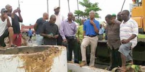 President David Granger inspecting the works.