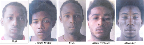 Five of the ten captured in Craig safe house after the shootout with police that left wanted man Rolston Morrison ‘Sadam’ dead and Warren critical at the GPHC 