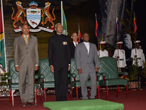 President Granger, accompanied by Minister of Foreign Affairs Carl Greenidge and Chancellor of the Judiciary Carl Singh