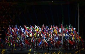 Flags of the competing nations at the Paralympic Games opening in Brazil. [Getty Images)