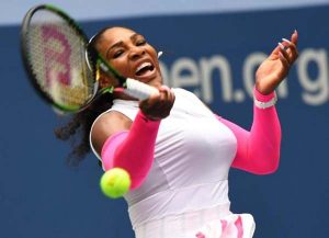 Serena Williams of the USA hits to Johanna Larsson of Sweden on day six of the 2016 U.S. Open tennis tournament at USTA Billie Jean King National Tennis Center. [Robert Deutsch-USA TODAY Sports)