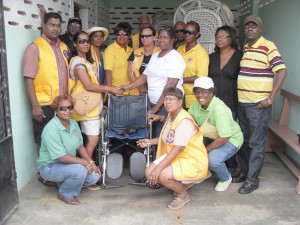 One of the wheelchairs being handed over