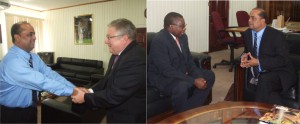 Manniram Prashad and Volodymyr Lakomov, Ambassador of Ukraine to Guyana (L) and Zambia’s Ambassador to Guyana, Alber Muchanga