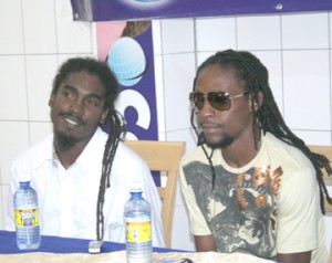 Jah Melody (left) and Jah Cure (right) at yesterday's press conference.