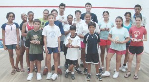 Top finishers of the just concluded Smalta Squash championship, take time out for a photo following the final on Saturday.