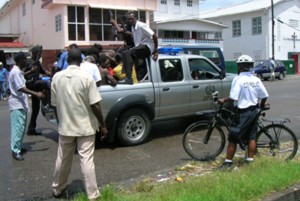 Police made a sweep on Bourda Market, yesterday, and arrested several persons