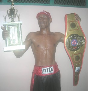 Leon Moore is ecstatic shortly after regaining his bantamweight crown.
