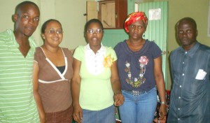 The five university students who undertook the programme,  from left: Raydon McBean, Jaiwattie Monhanlall, Samantha Richmond, Maisie Sheppard and Grantley Laundry.