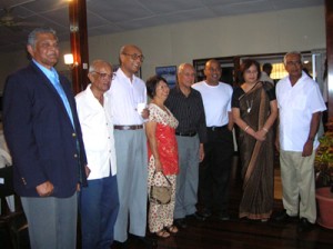 Dr. Yesu Persaud, fifth from left, poses with some of the participants at the lecture,  including Managing Director of Kaieteur News, Mr. Glenn Lall, third from right.