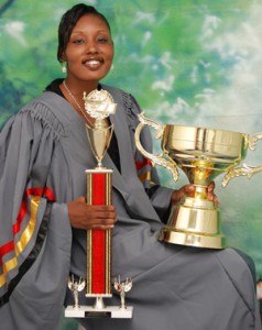 Best Graduating  Student, Donnessa McDonald, poses with her trophies