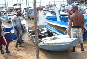 The damaged boat in which the two men were found 