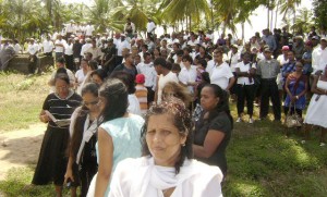 Part of the large gathering that turned up to witness the cremation