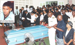 Chief of Staff of the Guyana Defence Force, Commodore Gary Best  was among the packed congregation at the funeral service of last  Thursday’s $17M river heist victim Dweive Kant Ramdass.