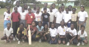 The National Primary Schools Girls Windball team pose for Kaieteur Sport at the GTU ground yesterday.