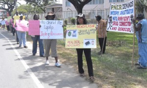 PNCR members protesting mode outside Office of the President yesterday