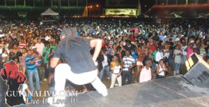 Machel Montano entertains the crowd at the National Stadium. 