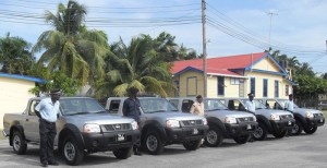 The Guyana Police Force’s fleet has been  boosted with five double cab pick-ups 