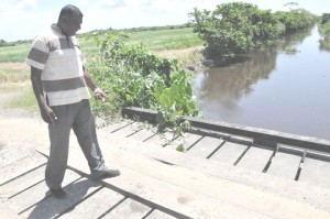 Rice farmer Kamal Ramraj says this bridge was built using sub-standard materials and is not suitable for the passage of heavy-duty cane harvesting equipment. 