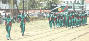 FLASHBACK!!!! The Guyana Defence Force during last year’s March Past competition at the Police Sports Club ground, Eve Leary.