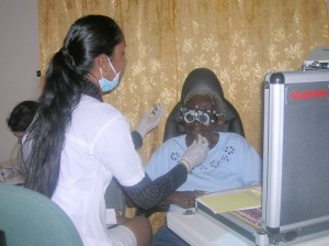 A patient having her  eyes ‘checked out.’ 