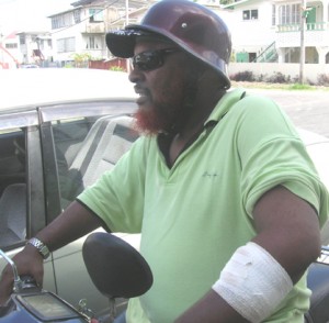 Winslow Edwards sports a bandaged left forearm.