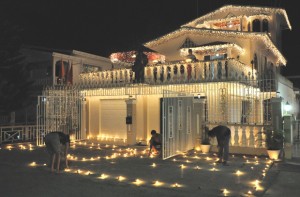 This brilliantly lit house belongs to Guyana and West Indies cricketer, Ramnaresh Sarwan 
