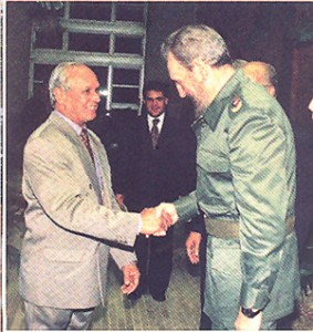   Dr Yesu Persaud (left) meeting with Cuban President Fidel Castro in Havana in 1997