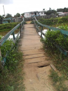 The current state of the bridge at New Little Diamond Squatting Area.