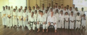 The Karatekas pose with from left (seated) Jeffrey Wong, 8th Dan Master Frank Woon-A-Tai and 5th Dan Sensei Amir Khouri. 