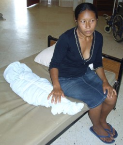 Vanita Johnson with her dead baby at the Lethem Hospital. 