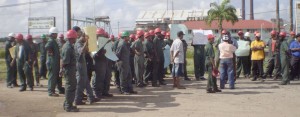 Rose Hall sugar workers picketing yesterday