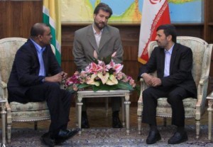 President Bharrat Jagdeo and Iranian President  Mahmoud Ahmadinejad in Tehran , Iran, yesterday