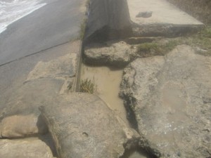 One of the sections where the sea defence was breached