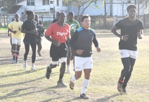 Members of the National Rugby squad seen going through their paces on Saturday at the National Park.