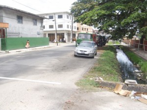 The corner of St. Phillip’s Green and High Street where line of sight is usually obstructed by Sand trucks on weekdays.