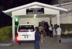 The Diamond Diagnostic Centre (with one of the parked ambulances, on Good Friday night) 