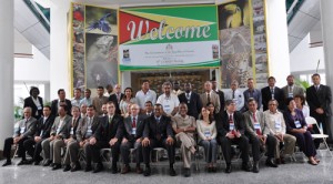 Delegates of the 37th COSALFA meeting pose for a group photograph at the International Conference Centre, Liliendaal.