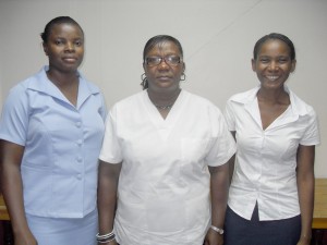 The grateful dental team. From left: Zoaann Douglas,  Faye Duncan and Holly Adridge