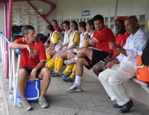 Technical Director Mark Rodrigues (right)  makes a point to members of his Technical staff.