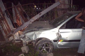 One of the cars involved in the accident.