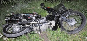 The couple’s mangled motorcycle   