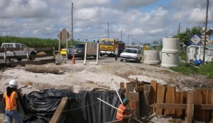 The bridge is one of several between Timehri and Rosignol, that are being widened and rehabilitated