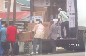 Photo shows items from Bacchus’ Anna Catherina business being loaded into trucks on June 7, 2010. 
