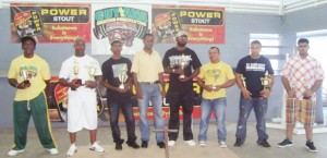 Banks Power Stout Brand Manager Jeoff Clement (4th left) poses with the category winners of the Banks Power Stout/GAPF/Claude Charles Memorial Championships.  