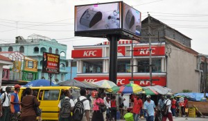  The electronic billboard erected in the vicinity of the Stabroek Market.
