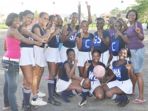 The victorious Emanie Netball Club pose for Kaieteur Sport yesterday.  
